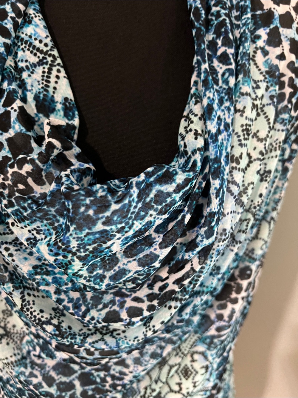 Dana Buchman Teal, Black and White Cowl Neck Sleeveless Top - Picture 6 of 9